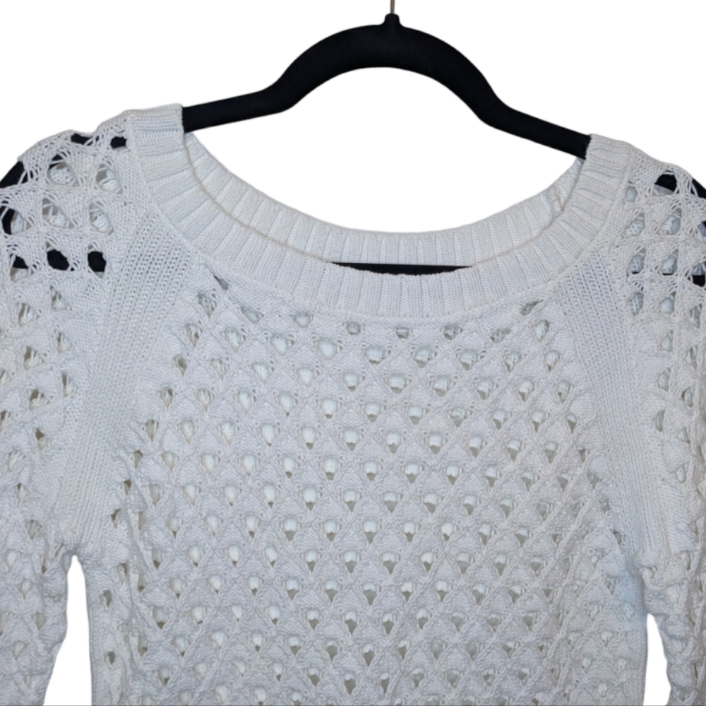 American Eagle White Crochet Knit Sweater S 🤍✨ - Picture 4 of 8